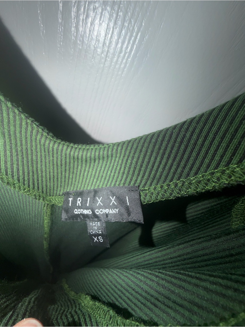 Trixxi Dark Green Ribbed Romper